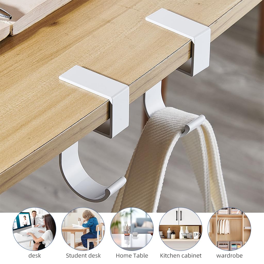 Serplex® 2Pcs Desk Hook Metal Underdesk Hook White Office Desk Hook Easy Insert Office Desk Hook for Bag, Headphone, School Backpack, Cabinet Hook Overhead Cabinet Shelf Hooks Cupboard Hanging Hooks Serplex® 2Pcs Desk Hook Metal Underdesk Hook White Office Desk Hook Easy Insert Office Desk Hook for Bag, Headphone, School Backpack, Cabinet Hook Overhead Cabinet Shelf Hooks Cupboard Hanging Hooks